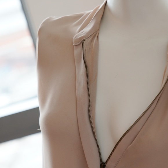 BELLATRIX Zip Front Blouse in Blush Nude, Size Small - Picture 7 of 7